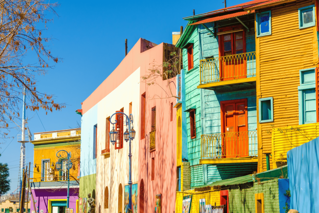 luxury travel colorful houses on the street